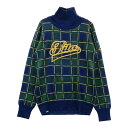 FILA GOLF フィラゴルフ ネック付 ニットセーター チェック柄 ネイビー系 L 【中古】ゴルフウェア レディース