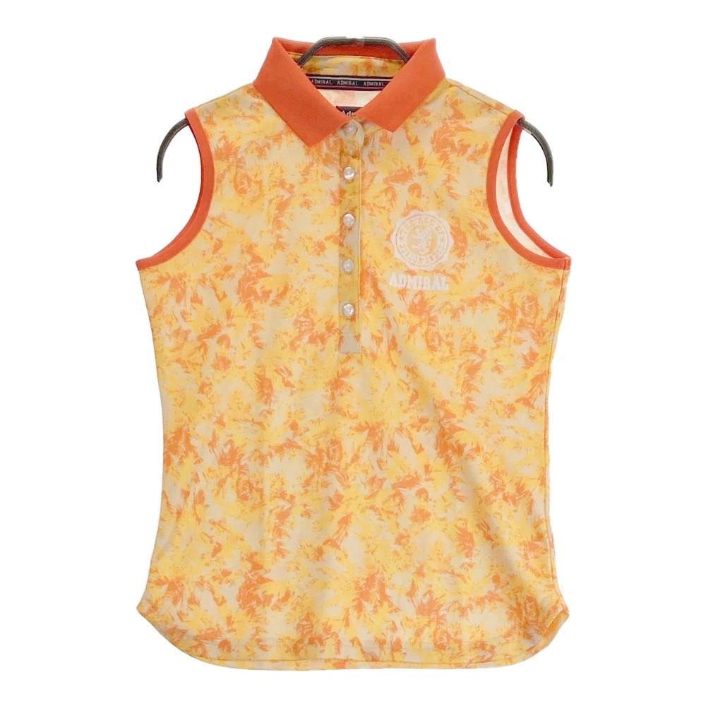 ADMIRAL アドミラル ノースリーブポロシャツ 総柄 オレンジ系 M 【中古】ゴルフウェア レディース