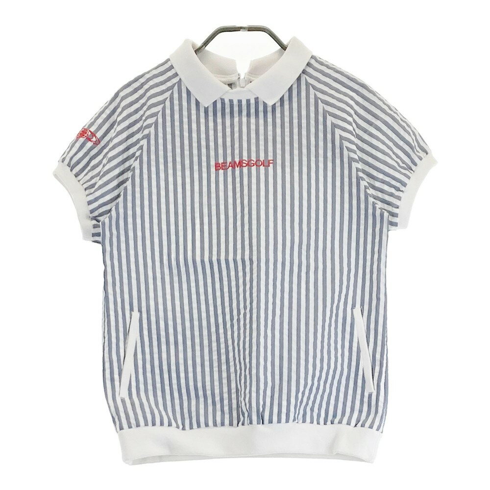 BEAMS GOLF ビームスゴルフ 襟付き 半袖 Tシャツ ボーダー柄 グレー系 S 【中古】ゴルフウェア レディ..