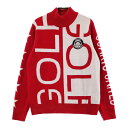 CUARTO UNITED クアルトユナイテッド ハイネック ニットセーター 総柄 レッド系 S 【中古】ゴルフウェア レディース