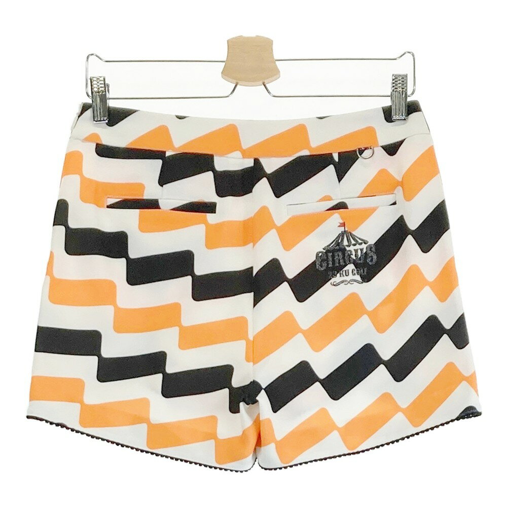23区GOLF ニジュウサンクゴルフ ストレッチ ショートパンツ 総柄 オレンジ系 2 【中古】ゴルフウェア レディース