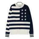 TOMMY HILFIGER GOLF トミー ヒルフィガーゴルフ ニットセーター ウール混 星条旗柄 ネイビー系 S 【中古】ゴルフウェア レディース