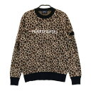 PEARLY GATES パーリーゲイツ カシミヤ混 ニットセーター レオパード柄 ベージュ系 0 【中古】ゴルフウェア レディース