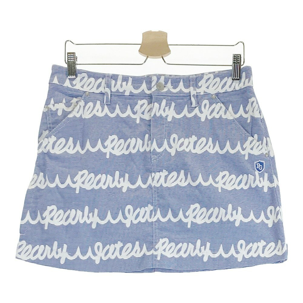 PEARLY GATES パーリーゲイツ ストレッチスカート ロゴ ボーダー柄 ブルー系 2 【中古】ゴルフウェア ..