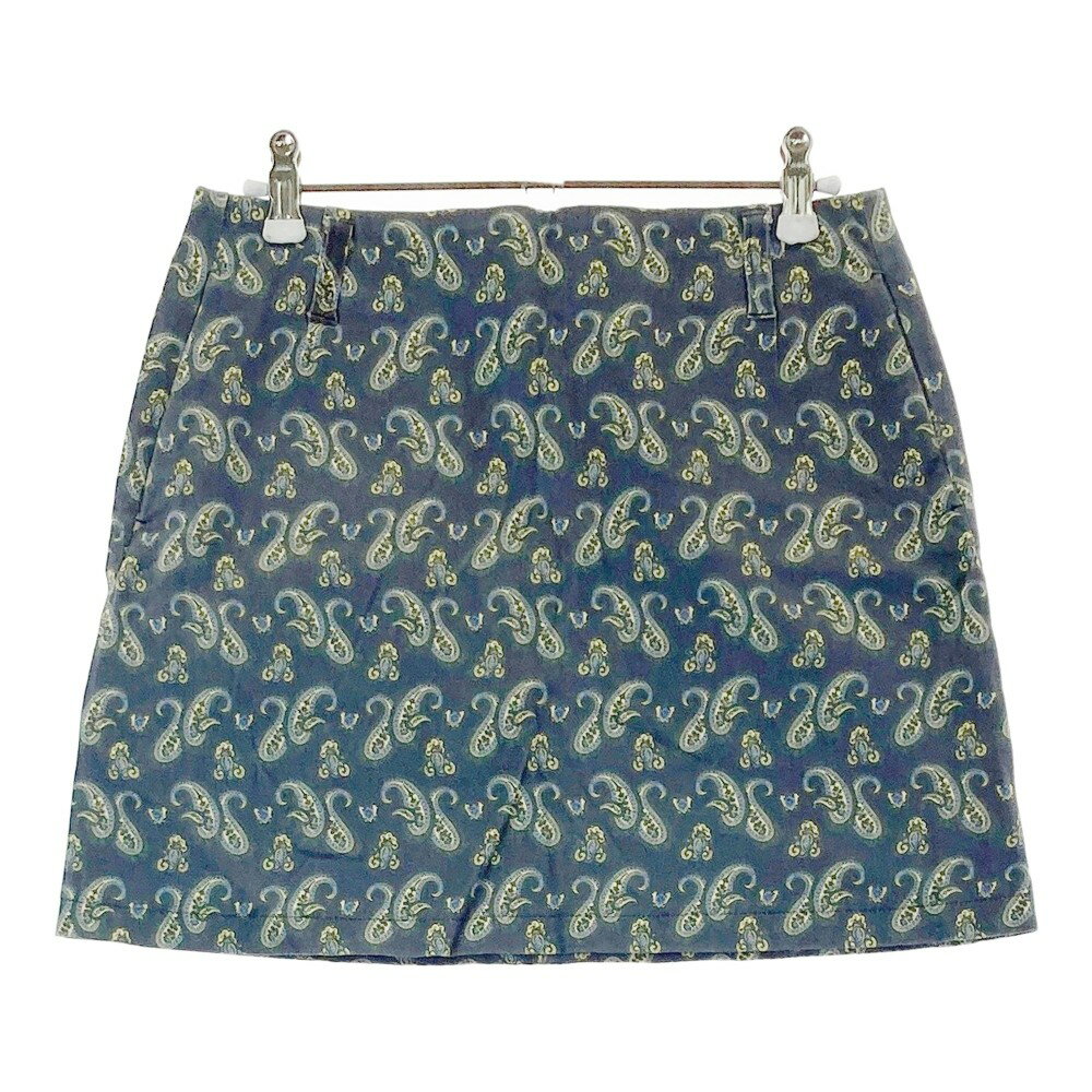 JUN&ROPE ジュン アンド ロペ ストレッチスカート ペイズリー 総柄 イエロー系 M 【中古】ゴルフウェア レディース