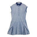 ADMIRAL アドミラル ノースリーブポロ ワンピース ボタニカル柄 ブルー系 L 【中古】ゴルフウェア レディース