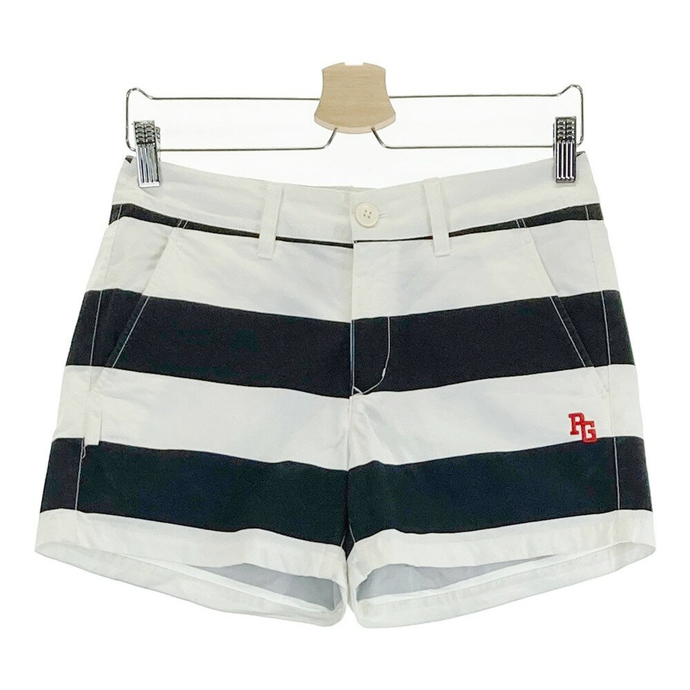 PEARLY GATES パーリーゲイツ 30周年 ショートパンツ ボーダー柄 ホワイト系 0 【中古】ゴルフウェア レディース