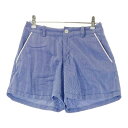 BEAMS GOLF ビームスゴルフ ストレッチ ショートパンツ ストライプ柄 ブルー系 S 【中古】ゴルフウェア レディース