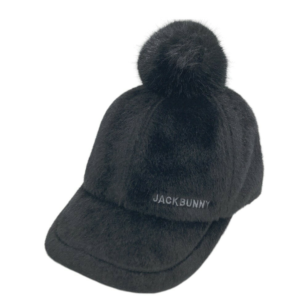 JACK BUNNY ジャックバニー 2023年モデル ファーキャップ ポンポン ブラック系 FR 【中古】ゴルフウェア