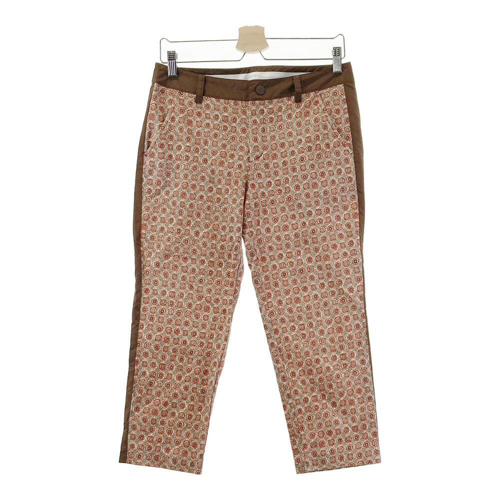 23区GOLF ニジュウサンクゴルフ ストレッチ クロップドパンツ 総柄 ブラウン系 67 【中古】ゴルフウェア レディース