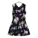 rienda suelta リエンダスエルタ 裏地付 ノースリーブワンピース 花柄 ブラック系 M 【中古】ゴルフウェア レディース