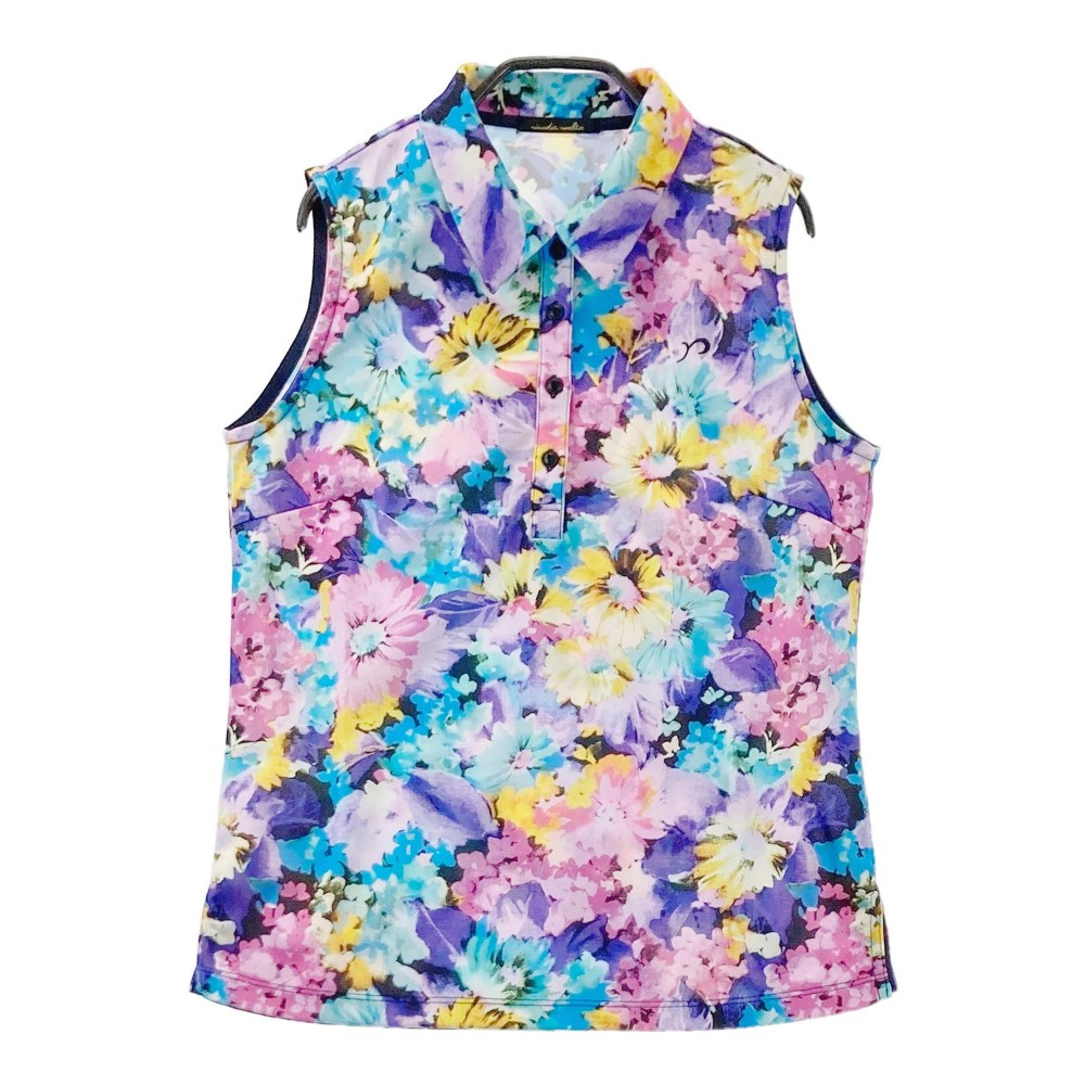 rienda suelta リエンダスエルタ ; ノースリーブポロシャツ 花 総柄 パープル系 M 【中古】ゴルフウェア レディース