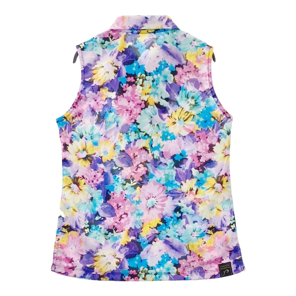 rienda suelta リエンダスエルタ ; ノースリーブポロシャツ 花 総柄 パープル系 M 【中古】ゴルフウェア レディース