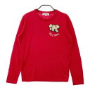 M.U SPORTS エムユースポーツ 長袖ニットセーター ワッペン レッド系 40 【中古】ゴルフウェア レディース