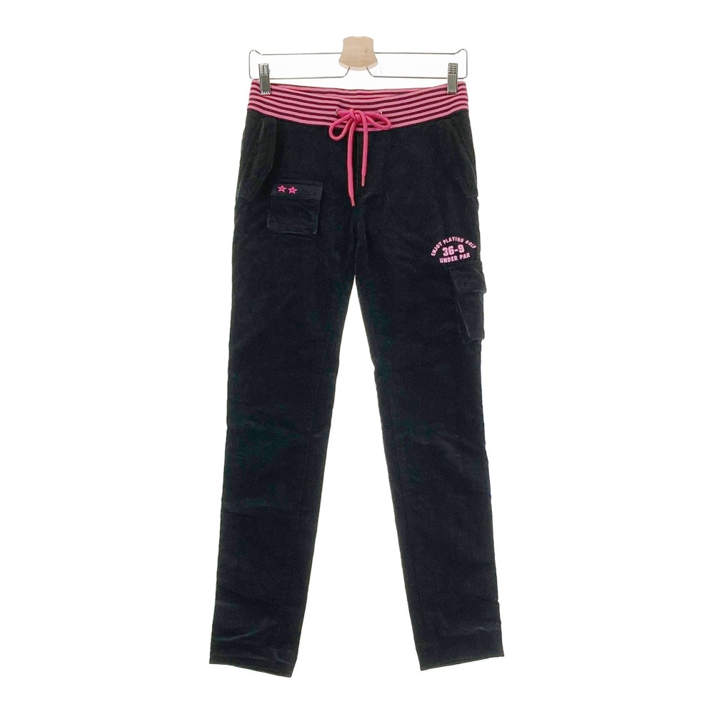 RUSSELUNO ラッセルノ コーデュロイ ストレッチパンツ ブラック系 S 【中古】ゴルフウェア レディース
