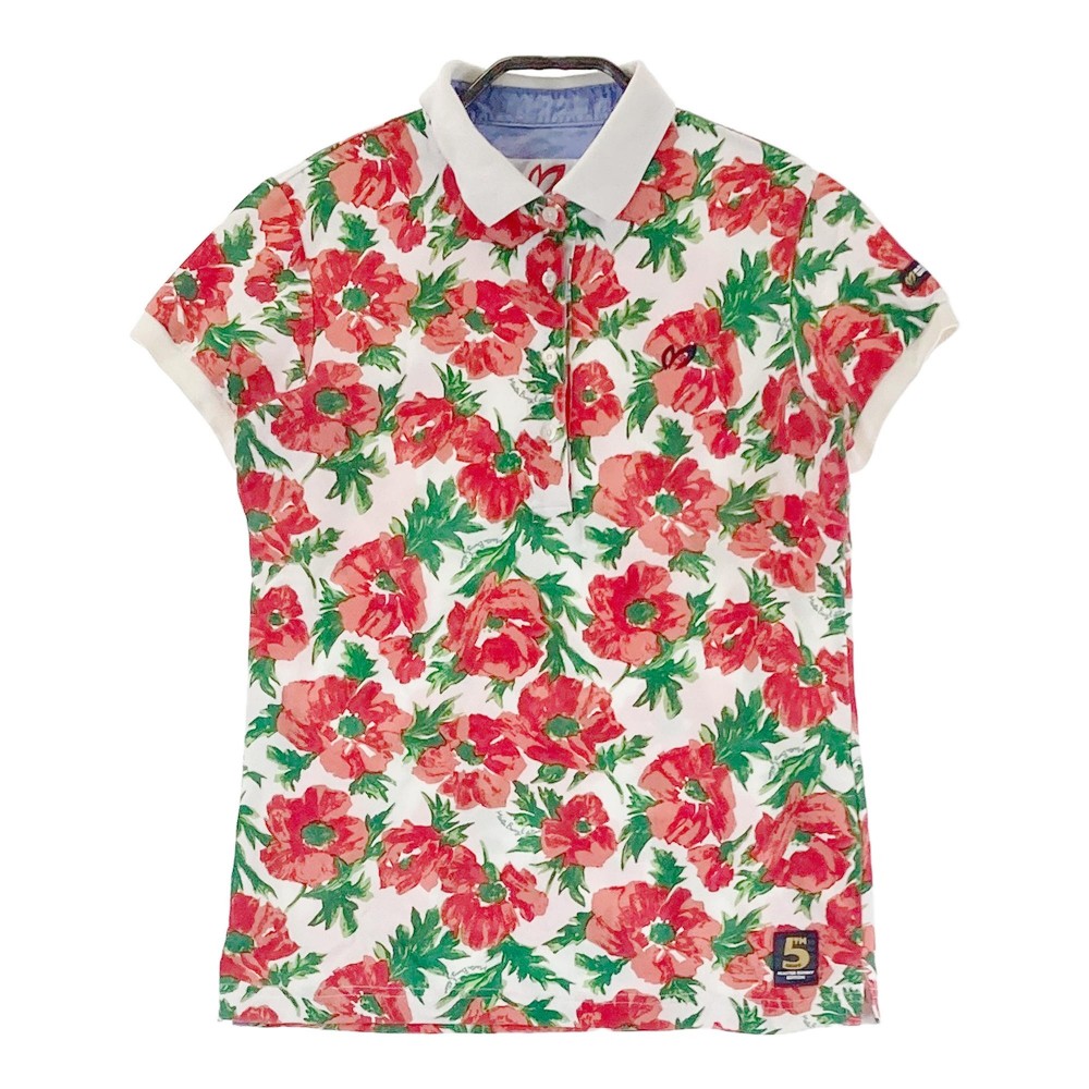 MASTER BUNNY EDITION マスターバニーエディション 半袖ポロシャツ 花柄 ホワイト系 0 【中古】ゴルフウェア レディース