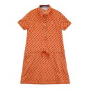 MUNSING WEAR マンシングウェア 半袖 ポロ ワンピース ヤシの木 総柄 オレンジ系 M 【中古】ゴルフウェア レディース