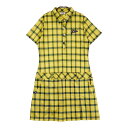 FILA GOLF フィラゴルフ 半袖 ポロ ワンピース チェック柄 イエロー系 L 【中古】ゴルフウェア レディース