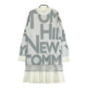 TOMMY HILFIGER GOLF トミー ヒルフィガーゴルフ ニットワンピース ロゴ総柄 グレー系 M 【中古】ゴルフウェア レディース