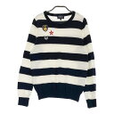 PEARLY GATES パーリーゲイツ ニットセーター カシミヤ混 ニコちゃん ボーダー柄 ネイビー系 0 【中古】ゴルフウェア レディース
