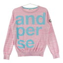 AND PER SE アンパスィ 長袖ニットセーター ビッグロゴ ピンク系 L 【中古】ゴルフウェア レディース