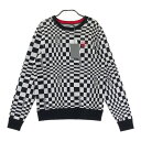 G/FORE ジーフォア 長袖クルーネックニット チェッカー柄 ブラック系 38 【中古】ゴルフウェア レディース