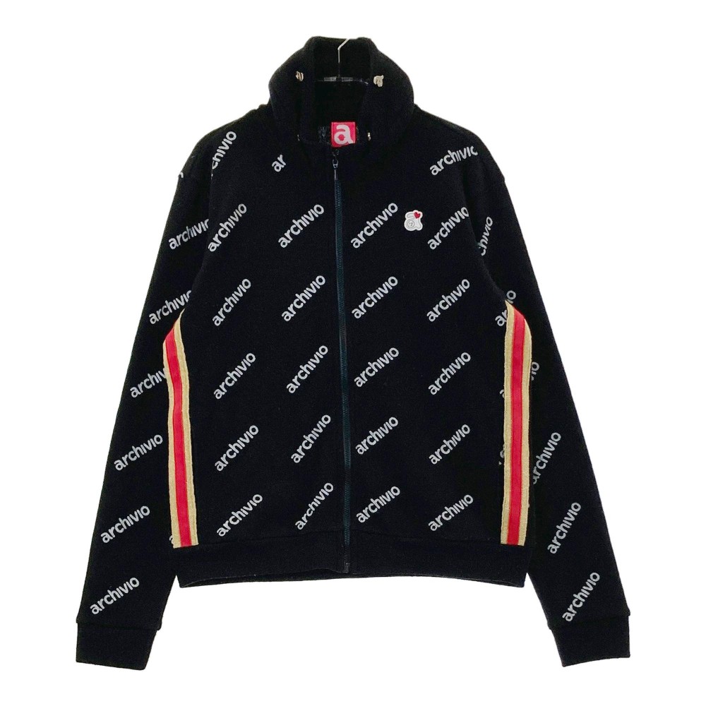 ARCHIVIO アルチビオ ニット ジップジャケット ロゴ総柄 ブラック系 38 【中古】ゴルフウェア レディース
