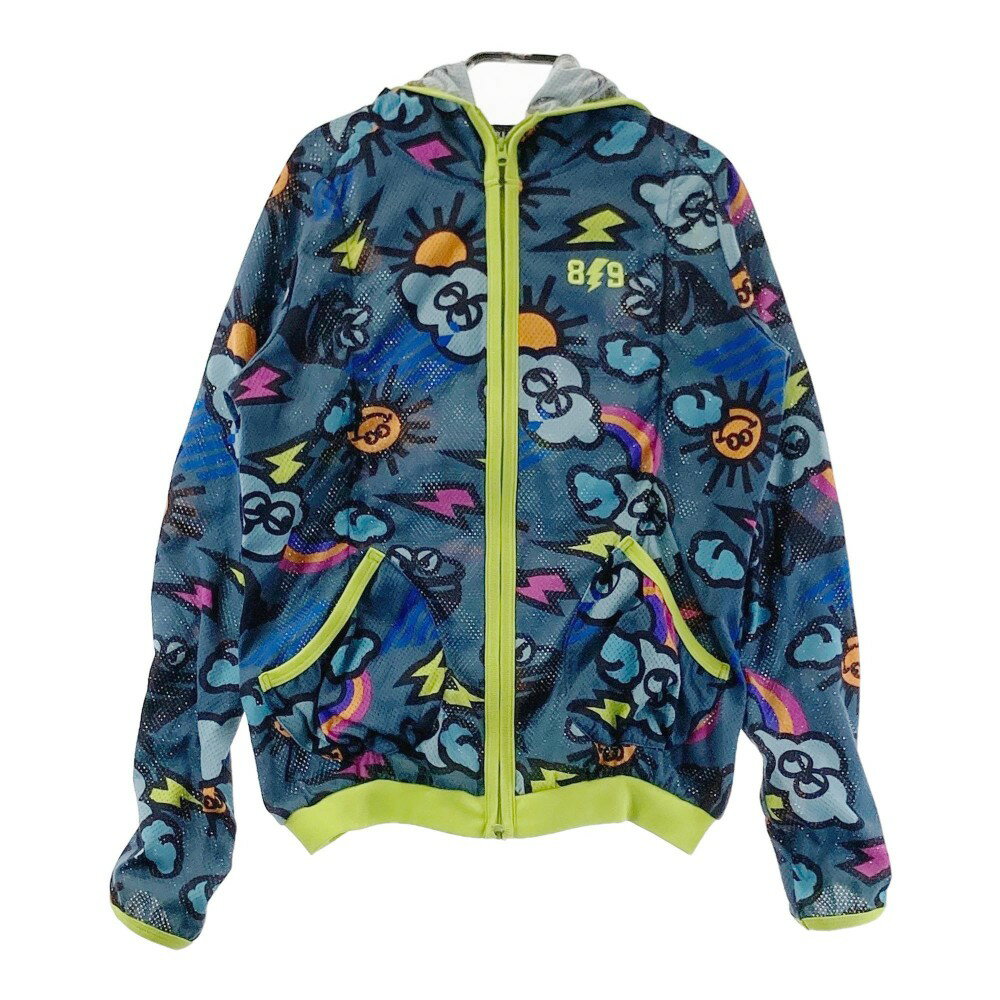 PEARLY GATES パーリーゲイツ メッシュ ジップパーカー 総柄 ネイビー系 0 【中古】ゴルフウェア レディース