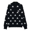 KISS ON THE GREEN キスオンザグリーン ハーフジツプニットセーター 星柄 ブラック系 2 【中古】ゴルフウェア レディース