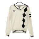 CALLAWAY キャロウェイ ウール混 Vネック ニットセーター ホワイト系 L 【中古】ゴルフウェア レディース