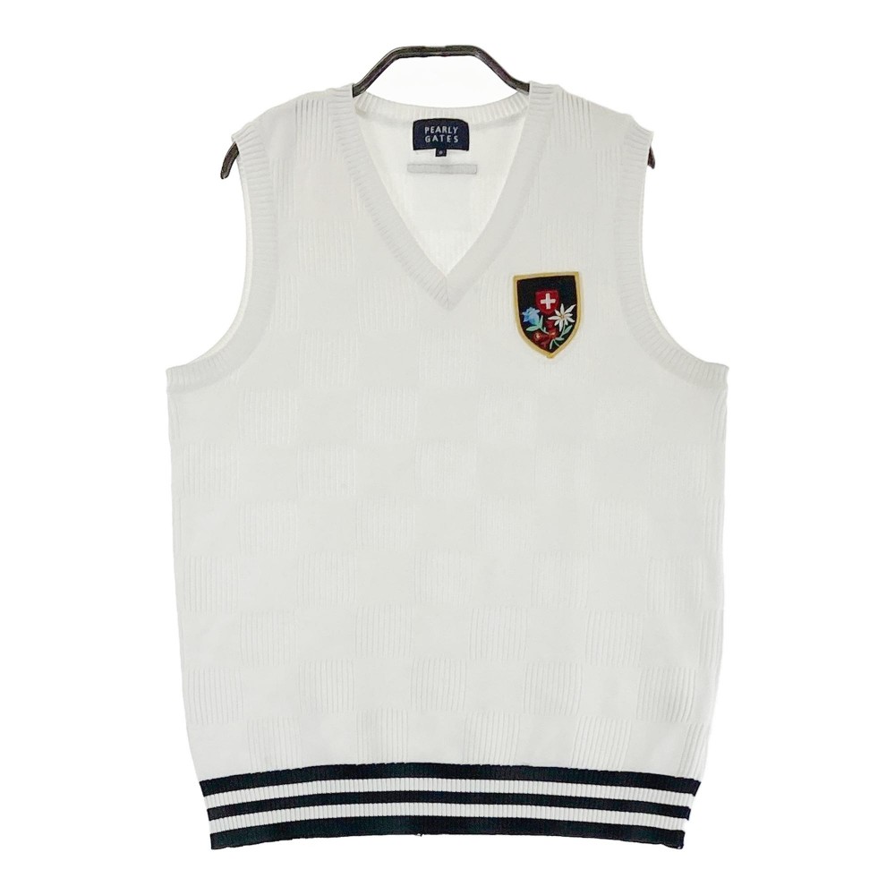 PEARLY GATES パーリーゲイツ ニットベスト ホワイト系 0 【中古】ゴルフウェア レディース