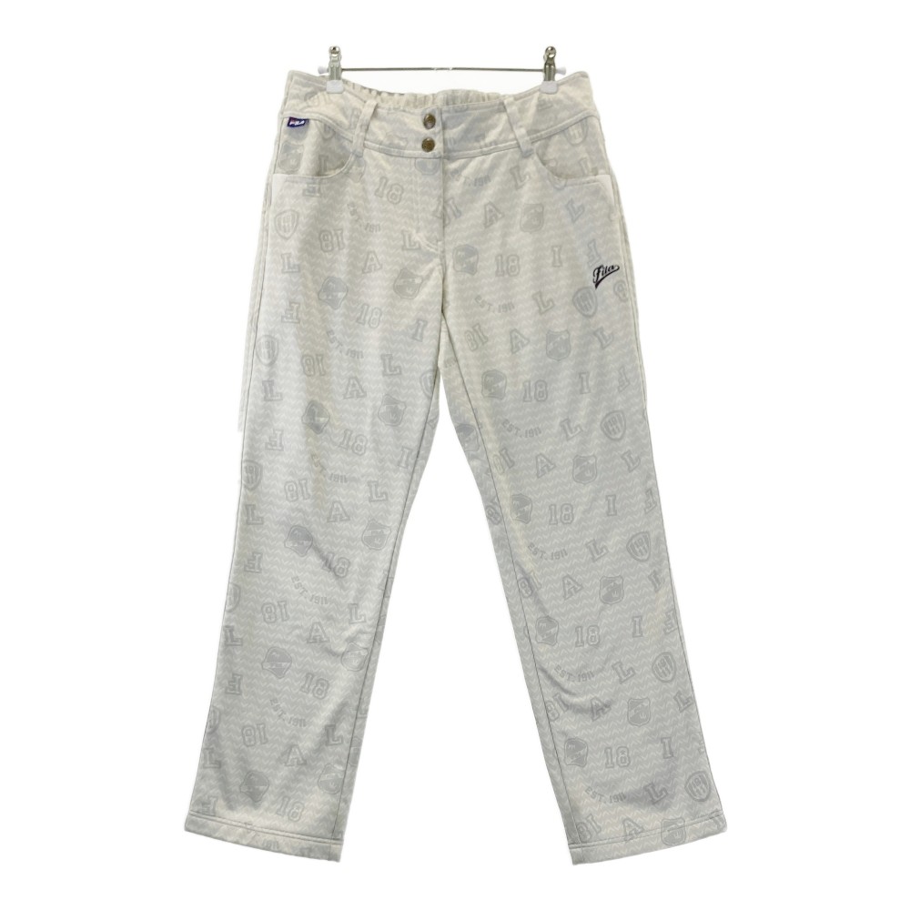 FILA GOLF フィラゴルフ 裏起毛パンツ 総柄 グレー系 LL 【中古】ゴルフウェア レディース