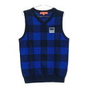 BEAMS GOLF ビームスゴルフ ウール混 ニットベスト チェック柄 ネイビー系 S 【中古】ゴルフウェア レディース