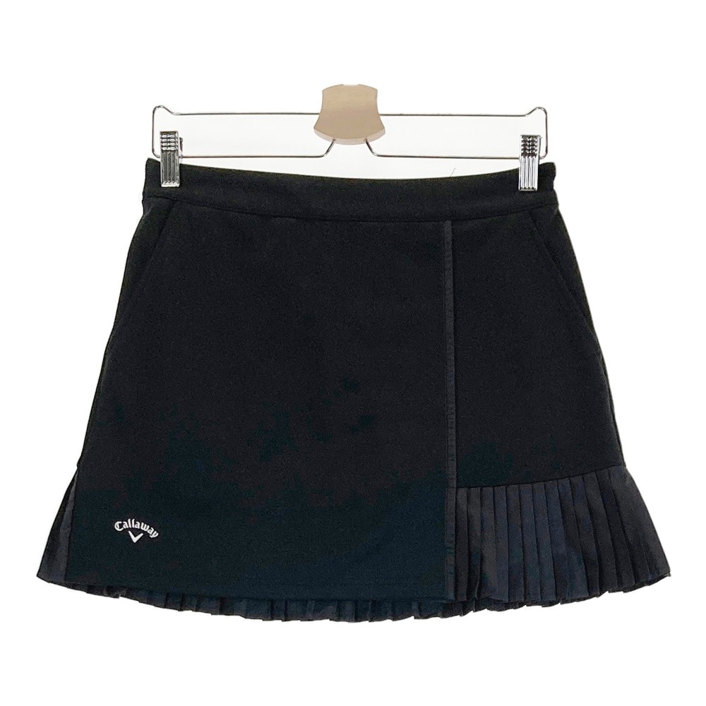 CALLAWAY キャロウェイ 裾異素材プリーツ切替 スカート ブラック系 L 【中古】ゴルフウェア レディース