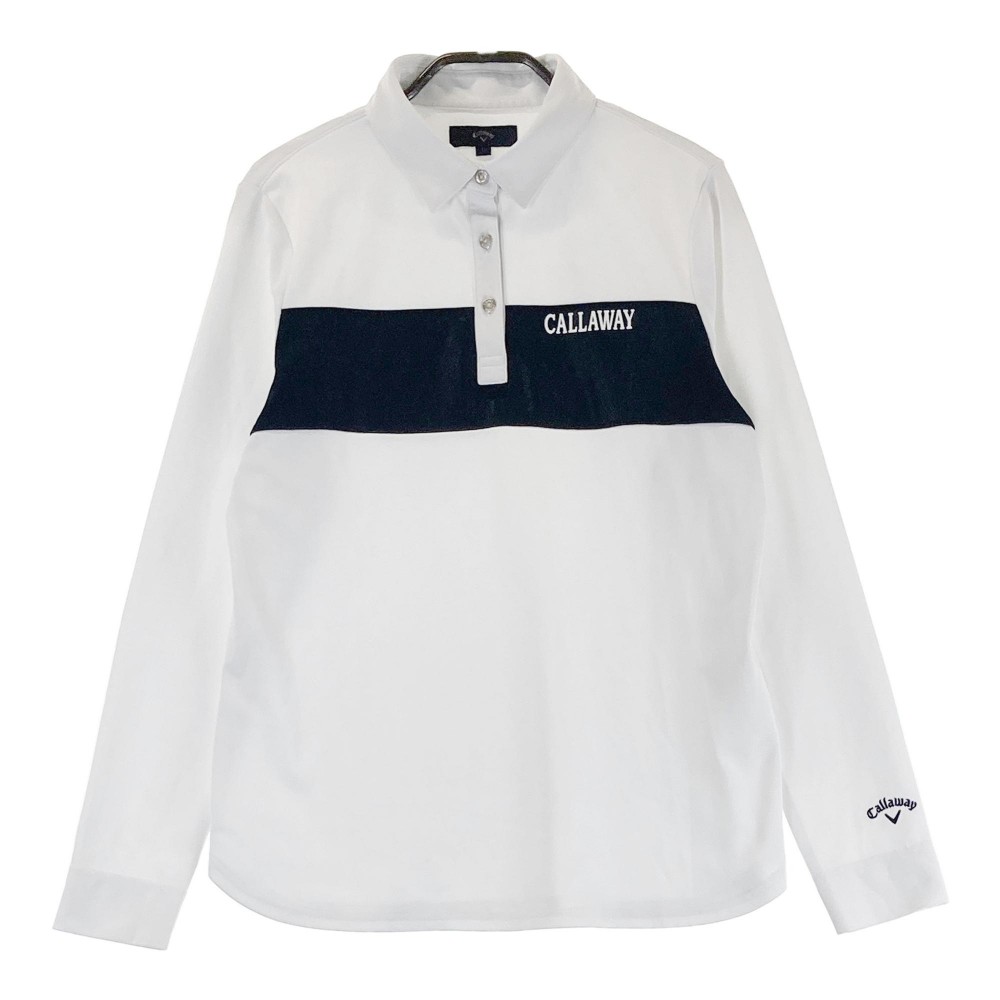 CALLAWAY キャロウェイ フロントロゴ 長袖ポロシャツ ホワイト系 L 【中古】ゴルフウェア レディース