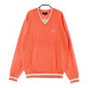 CALLAWAY キャロウェイ Vネック ニットセーター オレンジ系 LL 【中古】ゴルフウェア レディース
