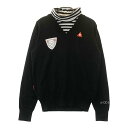 LE COQ GOLF ルコックゴルフ タートルネック 長袖ニットセーター ブラック系 L 【中古】ゴルフウェア レディース