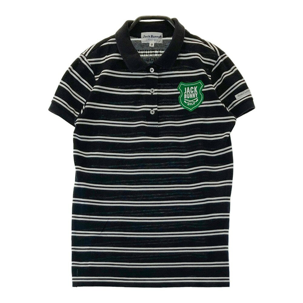 JACK BUNNY ジャックバニー 半袖ポロシャツ ボーダー柄 ブラック系 0 【中古】ゴルフウェア レディース