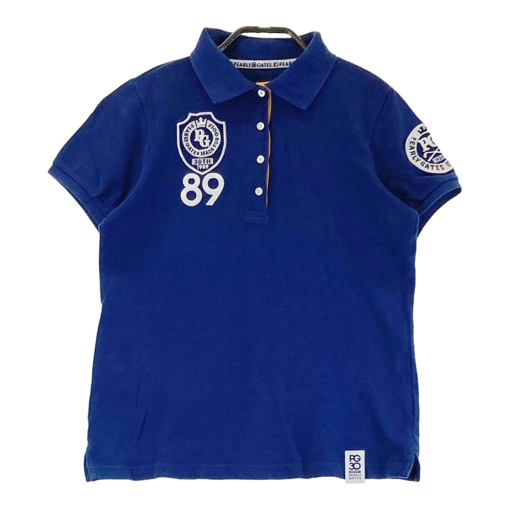 PEARLY GATES パーリーゲイツ 30周年 半袖ポロシャツ ブルー系 1 【中古】ゴルフウェア レディース