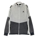 ADIDAS GOLF アディダスゴルフ ; ニット ジップ パーカー 総柄 ブラック系 L 【中古】ゴルフウェア レディース