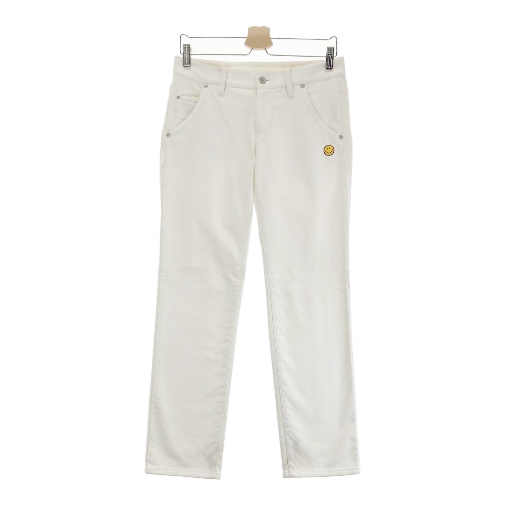 PEARLY GATES パーリーゲイツ ストレッチロングパンツ　ニコちゃん ホワイト系 1 【中古】ゴルフウェア..