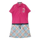 ADIDAS GOLF アディダスゴルフ B22027 半袖ワンピース チェック柄 ピンク系 OT 【中古】ゴルフウェア レディース