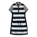 FILA GOLF フィラゴルフ 半袖 ポロワンピース ボーダー柄 ブラック系 M 【中古】ゴルフウェア レディース