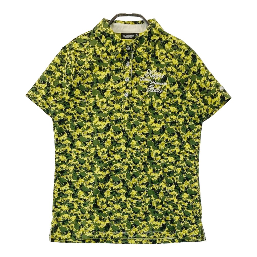 KAPPA GOLF カッパゴルフ 半袖ポロシャツ ロゴ刺繍 総柄 グリーン系 L 【中古】ゴルフウェア レディース