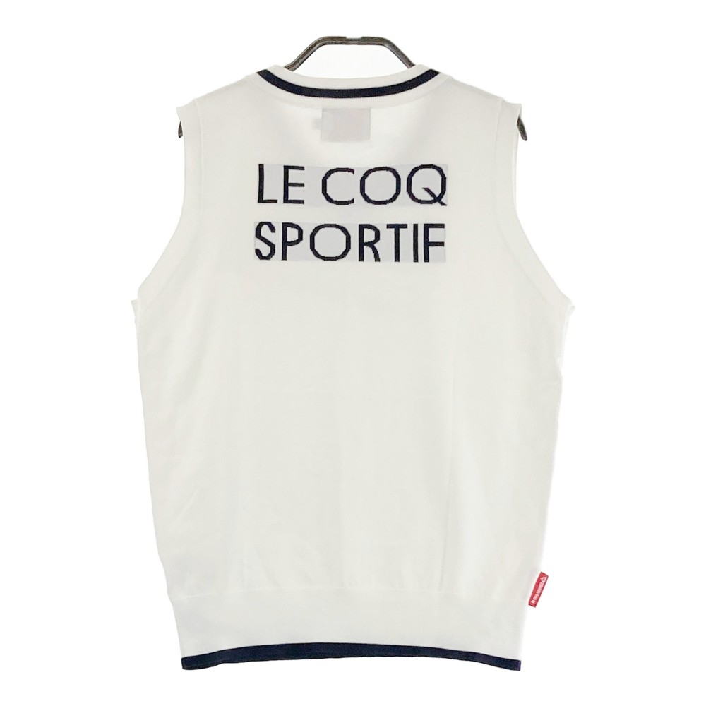 LE COQ GOLF ルコックゴルフ ニットベスト ホワイト系 L 【中古】ゴルフウェア レディース