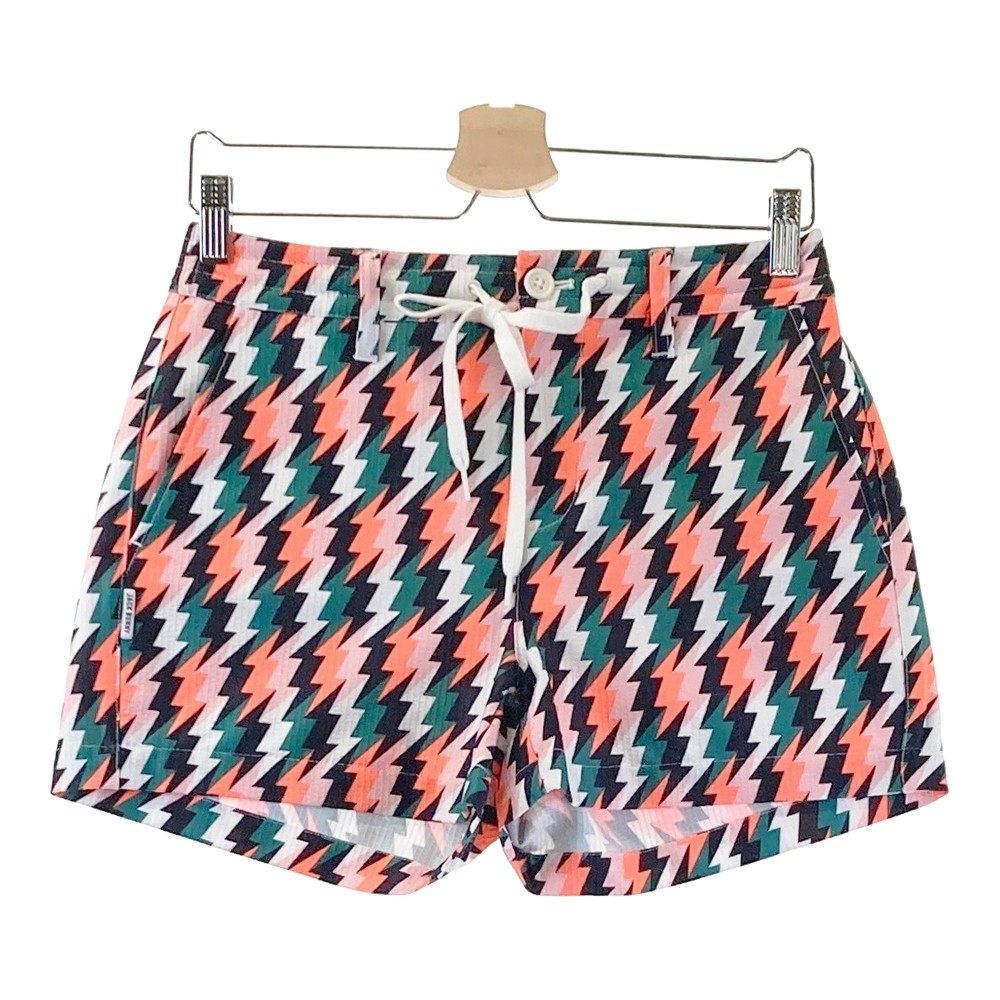 JACK BUNNY ジャックバニー ショートパンツ 総柄 グリーン系 2 【中古】ゴルフウェア レディース