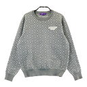 BEAMS GOLF ビームスゴルフ 長袖ニットセーター ワッペン 総柄 グレー系 M 【中古】ゴルフウェア レディース