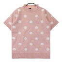 KISS ON THE GREEN キスオンザグリーン ハイネック 半袖 ニットシャツ ドット柄 ピンク系 2 【中古】ゴルフウェア レディース