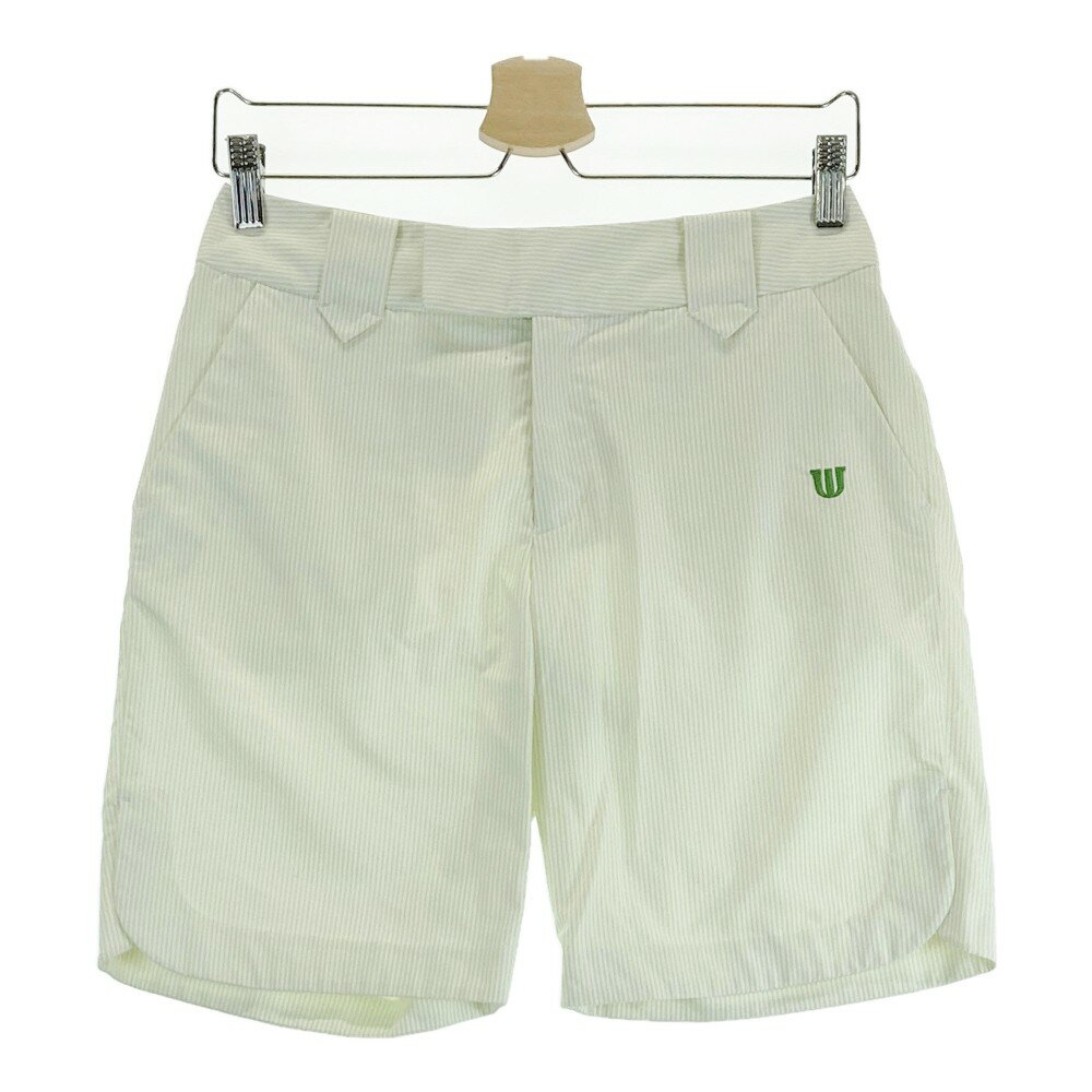 M.U SPORTS エムユースポーツ ショートパンツ ストライプ柄 グリーン系 40 【中古】ゴルフウェア レディース