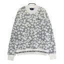 PEARLY GATES パーリーゲイツ モックネック ニット セーター チェック 花柄 ホワイト系 2 【中古】ゴルフウェア レディース